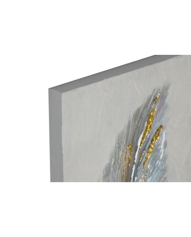 Quadro Home ESPRIT Azzurro Dorato Tela Legno MDF Piume Tradizionale 30 x 3 x 90 cm (2 Unità)