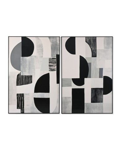 Quadro Home ESPRIT Bianco Nero Moderno 80 x 3,5 x 120 cm (2 Unità)