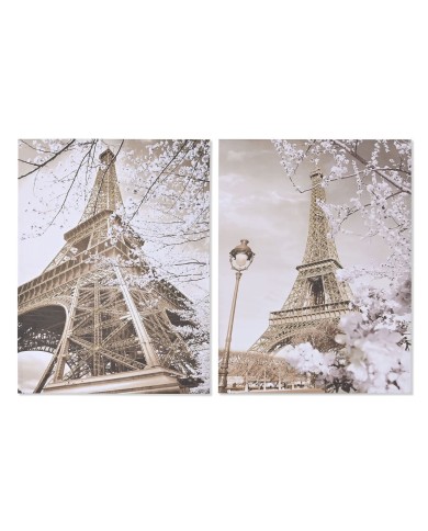 Quadro Home ESPRIT Bianco Nero Dorato Parigi Loft 60 x 2,5 x 80 cm (2 Unità)