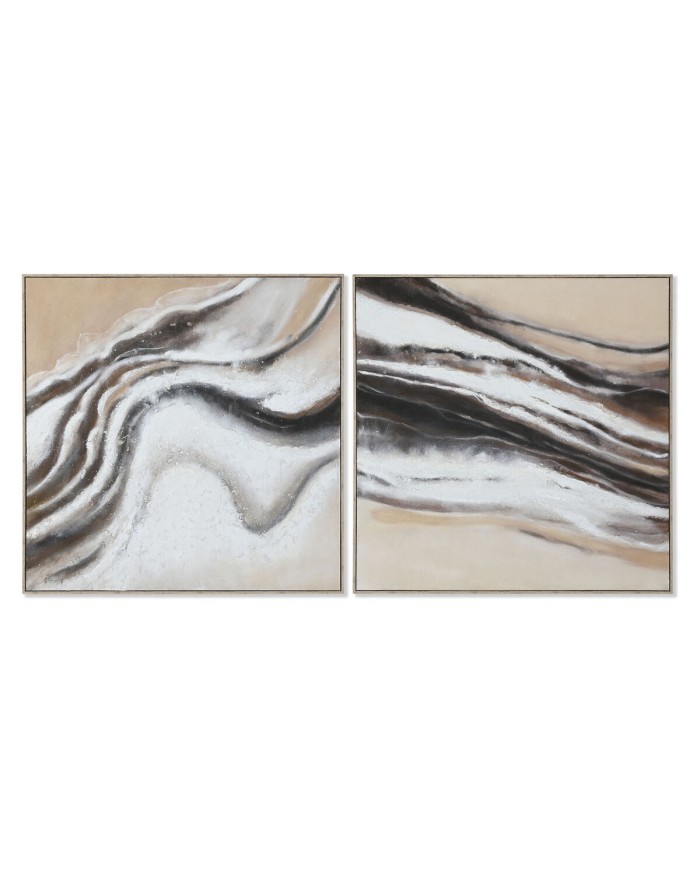 Quadro Home ESPRIT Bianco Beige Astratto Moderno 102 x 3,2 x 102 cm (2 Unità)