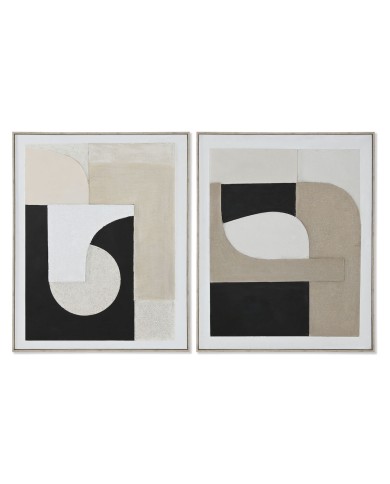 Quadro Home ESPRIT Marrone Nero Astratto Città 82 x 3,8 x 102 cm (2 Unità)