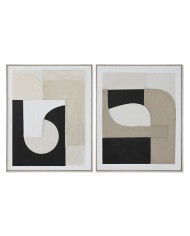 Quadro Home ESPRIT Bianco Beige Astratto Moderno 102 x 3,2 x 102 cm (2 Unità)