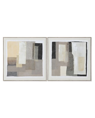 Quadro Home ESPRIT Nero Beige Astratto Città 82 x 3,8 x 82 cm (2 Unità)