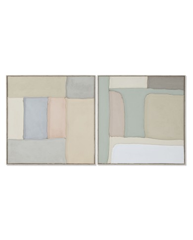 Quadro Home ESPRIT Verde Beige Astratto Città 92 x 3,8 x 92 cm (2 Unità)