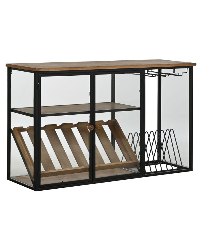 Portabottiglie Home ESPRIT Nero Naturale Legno Metallo Cristallo 102 x 32 x 60 cm Portabottiglie Home ESPRIT Nero Naturale Legno Metallo Cristallo 102 x 32 x 60 cm