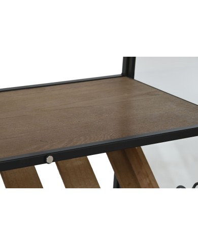 Portabottiglie Home ESPRIT Nero Naturale Legno Metallo Cristallo 102 x 32 x 60 cm