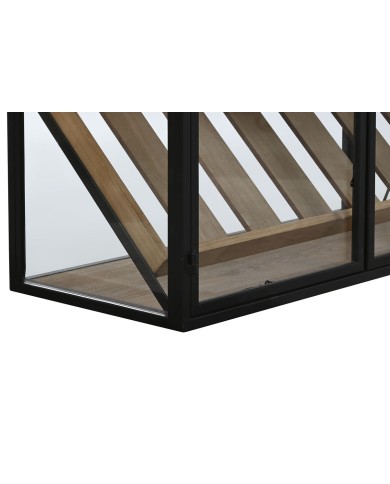 Portabottiglie Home ESPRIT Nero Naturale Legno Metallo Cristallo 102 x 32 x 60 cm