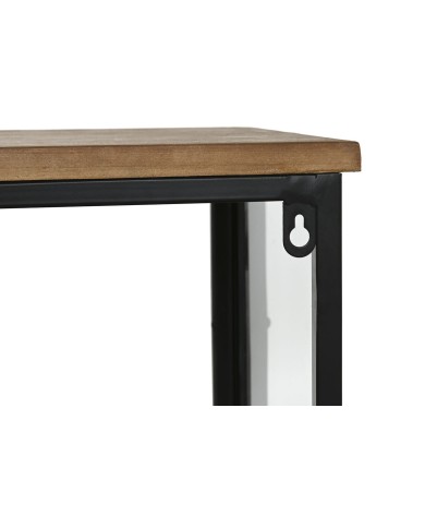 Portabottiglie Home ESPRIT Nero Naturale Legno Metallo Cristallo 102 x 32 x 60 cm