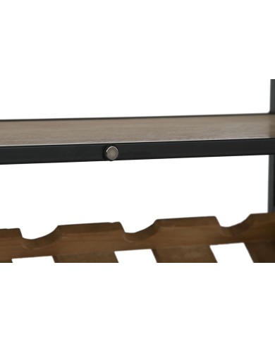 Portabottiglie Home ESPRIT Nero Naturale Legno Metallo Cristallo 102 x 32 x 60 cm