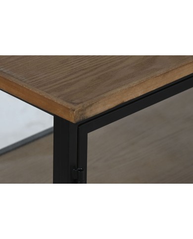 Portabottiglie Home ESPRIT Nero Naturale Legno Metallo Cristallo 102 x 32 x 60 cm