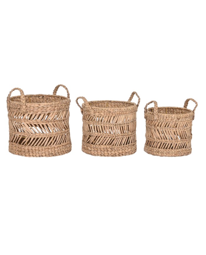 Set di Cestini Home ESPRIT Naturale Metallo Fibra naturale (3 Pezzi) Set di Cestini Home ESPRIT Naturale Metallo Fibra naturale (3 Pezzi)