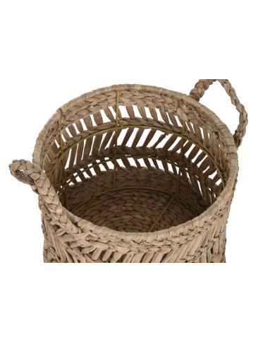 Set di Cestini Home ESPRIT Naturale Metallo Fibra naturale (3 Pezzi)