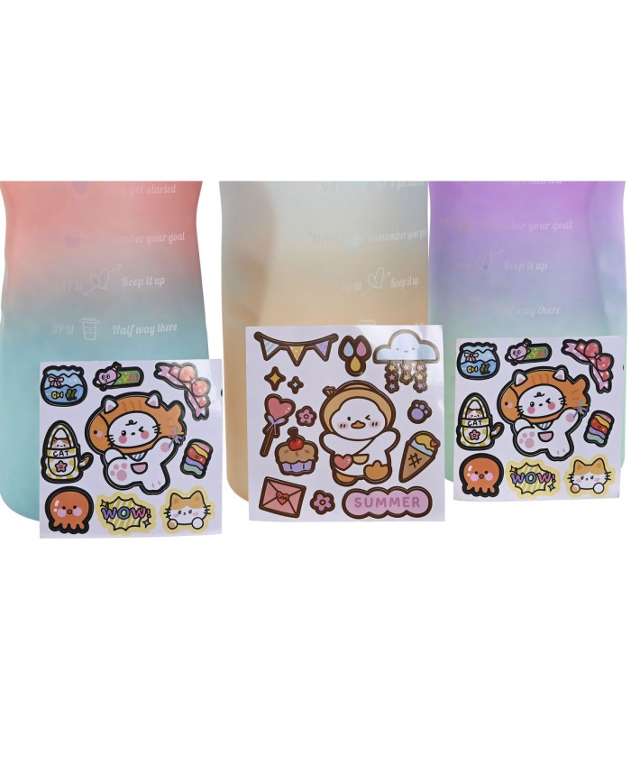 Bottiglia d'acqua Home ESPRIT Azzurro Rosa Turchese Lilla polipropilene PET 2 L (3 Unità)