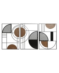 Centrotavola Home ESPRIT Marrone Nero Marrone Chiaro Legno di mango Coloniale 37 x 31 x 2,7 cm (3 Pezzi)