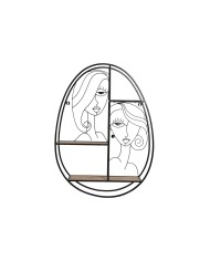 Scaffale Home ESPRIT Nero Naturale Metallo Legno MDF 53 x 12,2 x 72 cm Da muro