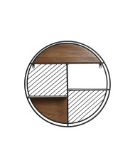 Scaffale Home ESPRIT Nero Naturale Metallo Legno MDF 60 x 12 x 60 cm Da muro