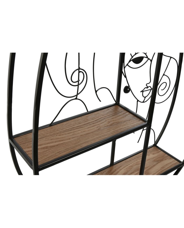 Scaffale Home ESPRIT Nero Naturale Metallo Legno MDF 53 x 12,2 x 72 cm Da muro