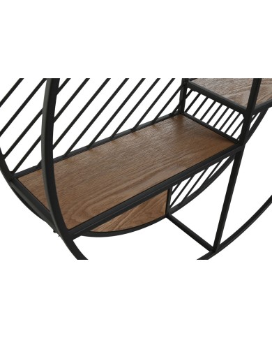 Scaffale Home ESPRIT Nero Naturale Metallo Legno MDF 60 x 12 x 60 cm Da muro