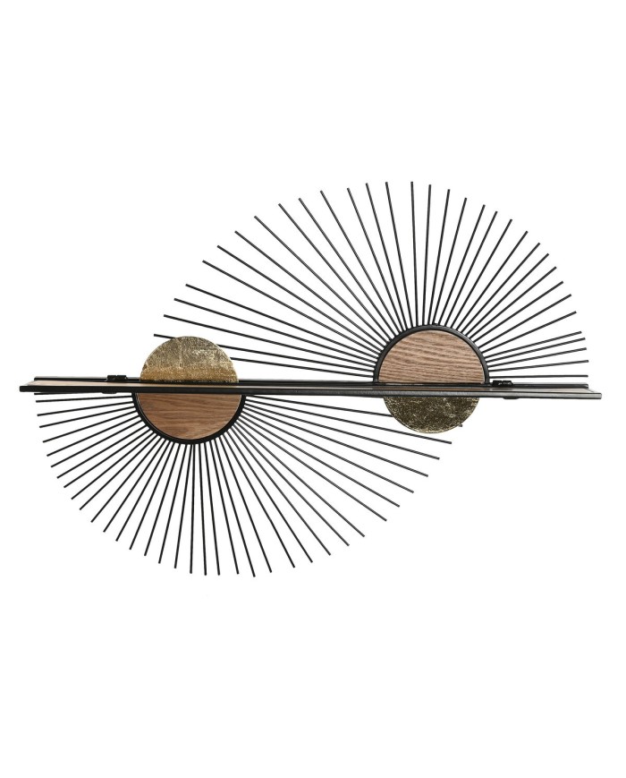 Scaffale Home ESPRIT Nero Naturale Metallo Legno MDF 70 x 12 x 51 cm Da muro