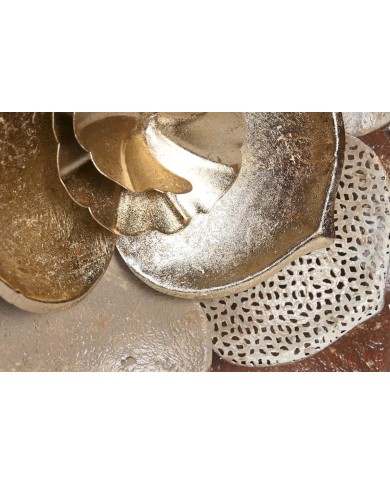 Decorazione da Parete Home ESPRIT Dorato Terracotta Moderno Fiore 51 x 6,5 x 51 cm