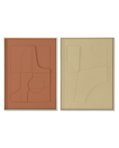 Quadro Home ESPRIT Senape Terracotta Astratto Città 55 x 4 x 75 cm (2 Unità)