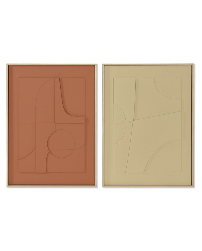 Quadro Home ESPRIT Senape Terracotta Astratto Città 55 x 4 x 75 cm (2 Unità)