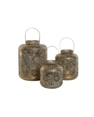 Set di Portacandele Home ESPRIT Dorato Metallo 24 x 24 x 32 cm