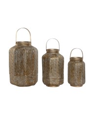 Set di Portacandele Home ESPRIT Dorato Metallo 24 x 24 x 32 cm