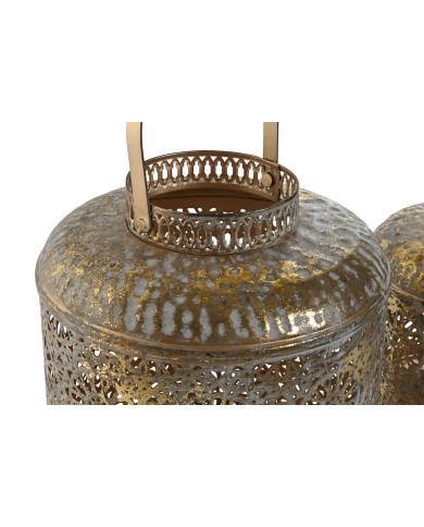 Set di Portacandele Home ESPRIT Dorato Metallo 24 x 24 x 32 cm