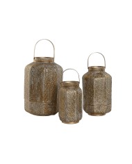 Set di Portacandele Home ESPRIT Dorato Metallo 25 x 25 x 40 cm