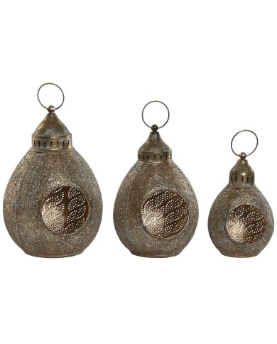 Set di Portacandele Home ESPRIT Dorato Metallo 23 x 23 x 34 cm