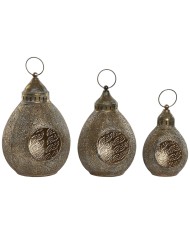 Set di Portacandele Home ESPRIT Dorato Metallo 23 x 23 x 34 cm