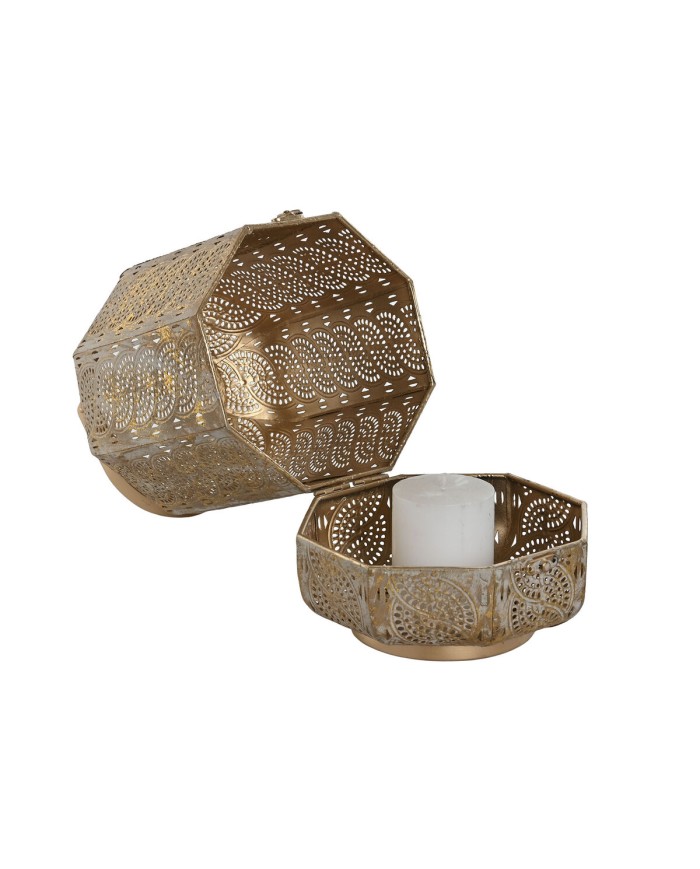 Set di Portacandele Home ESPRIT Dorato Metallo 25 x 25 x 40 cm