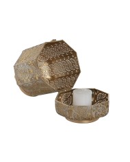 Set di Portacandele Home ESPRIT Dorato Metallo 25 x 25 x 40 cm