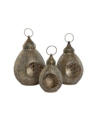 Set di Portacandele Home ESPRIT Dorato Metallo 23 x 23 x 34 cm