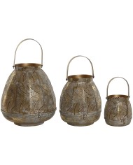 Set di Portacandele Home ESPRIT Dorato Metallo 23 x 23 x 34 cm