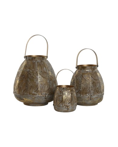 Set di Portacandele Home ESPRIT Dorato Metallo 25 x 25 x 28 cm