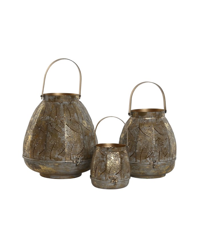 Set di Portacandele Home ESPRIT Dorato Metallo 25 x 25 x 28 cm Set di Portacandele Home ESPRIT Dorato Metallo 25 x 25 x 28 cm