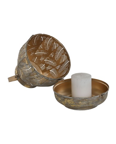 Set di Portacandele Home ESPRIT Dorato Metallo 25 x 25 x 28 cm