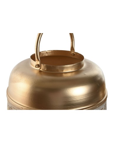 Set di Portacandele Home ESPRIT Bianco Dorato Metallo 25 x 25 x 49 cm