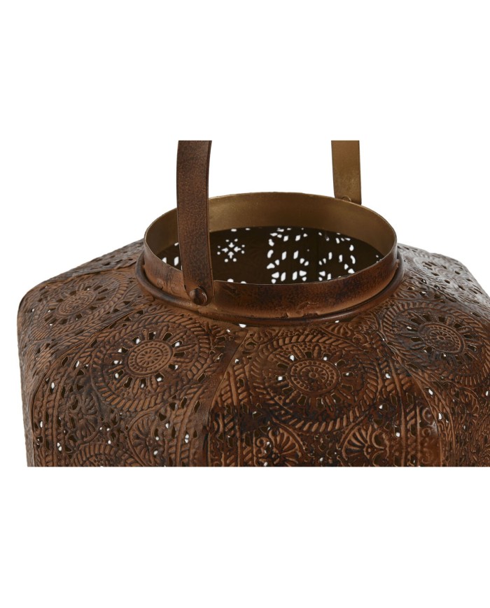 Set di Portacandele Home ESPRIT Marrone Dorato Metallo 26 x 26 x 38,5 cm