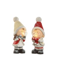 Decorazione Natalizia Home ESPRIT Bianco Rosso Beige 16,5 x 22 x 45 cm (2 Unità)