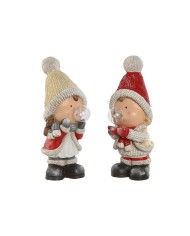 Decorazione Natalizia Home ESPRIT Bianco Rosso Beige 16,5 x 22 x 45 cm (2 Unità)