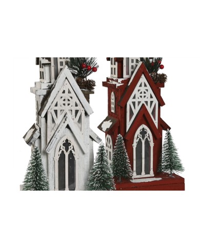 Decorazione Natalizia Home ESPRIT Bianco Rosso 16 x 14 x 63 cm (2 Unità)