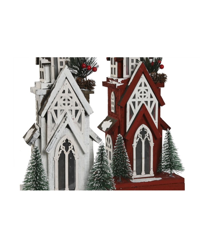 Decorazione Natalizia Home ESPRIT Bianco Rosso 16 x 14 x 63 cm (2 Unità)