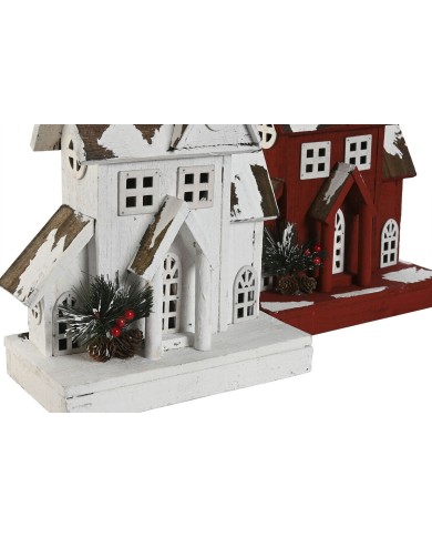 Decorazione Natalizia Home ESPRIT Bianco Rosso 26 x 14 x 32 cm (2 Unità)