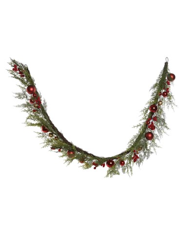 Ghirlanda di Natale Home ESPRIT Rosso Verde Polietilene 23 x 11,5 x 180 cm (2 Unità)