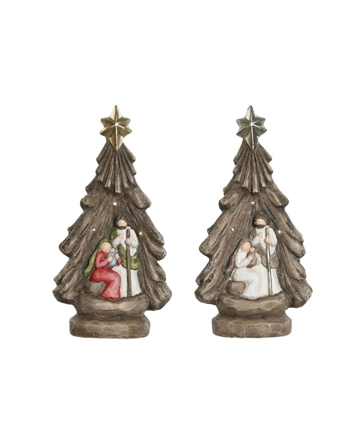 Presepe di Natale Home ESPRIT Verde Grigio Magnesio 23 x 13,5 x 45 cm (2 Unità)