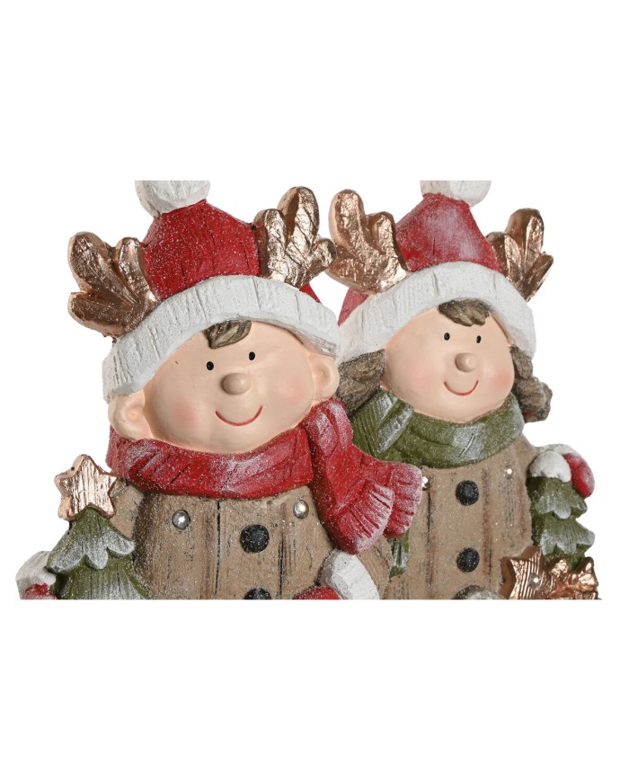 Decorazione Natalizia Home ESPRIT Marrone Rosso 23 x 10,5 x 40 cm (2 Unità)