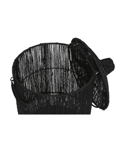 Set di Cestini Home ESPRIT Nero Juta Metallo (2 Pezzi)
